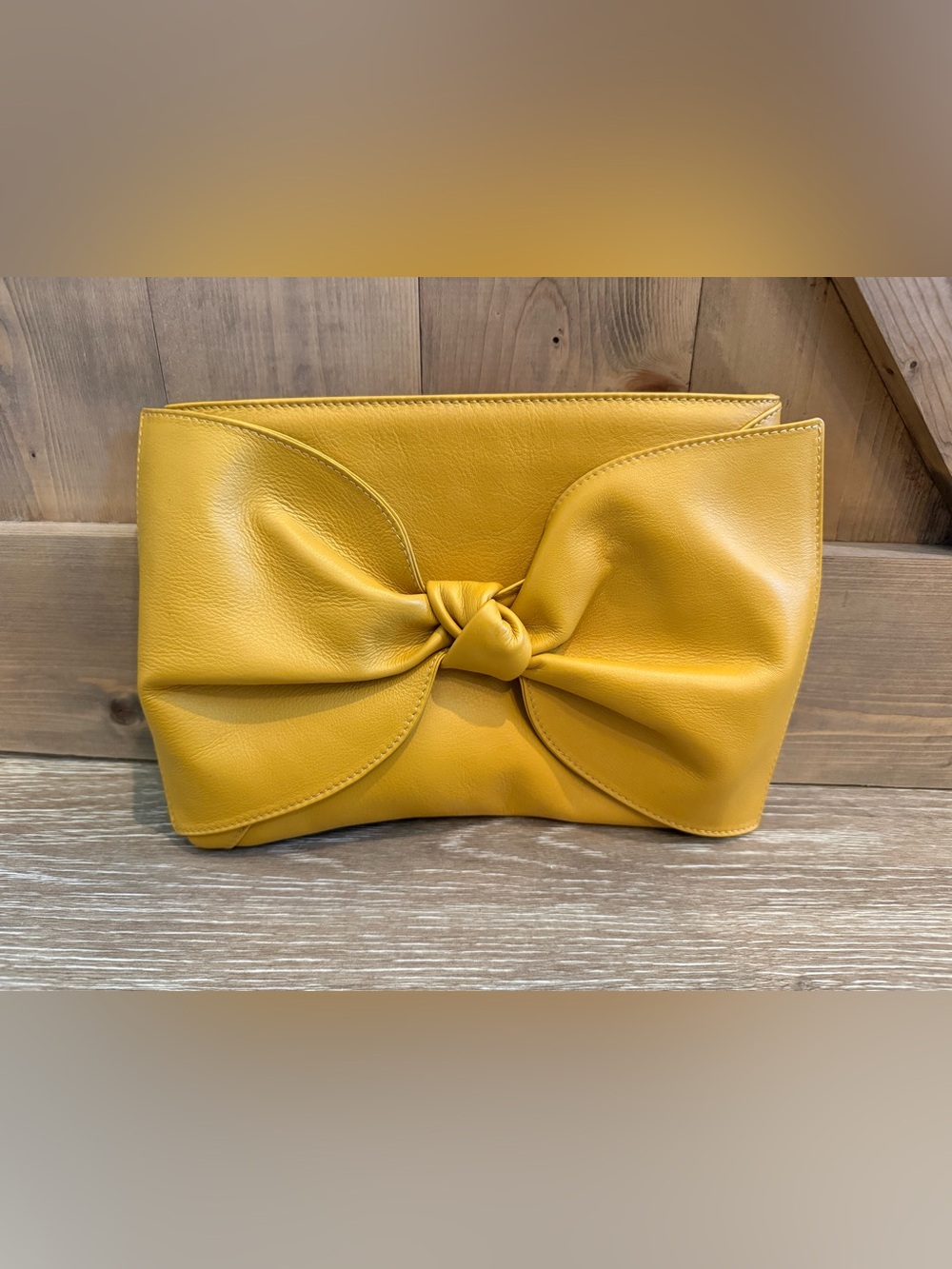 Ulla Johnson Tali Yellow Knot Leather Clutch
